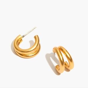 Madewell Sterling Silver Huggies Brushed Gold NWT